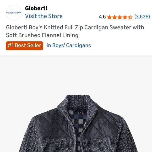 Gioberti Boy's Knitted Full Zip Cardigan Sweater with Soft Brushed Flannel Linin - Picture 2 of 10